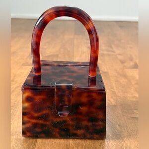 Tortoiseshell Acrylic Mini Purse Bag - Brown/Amber
